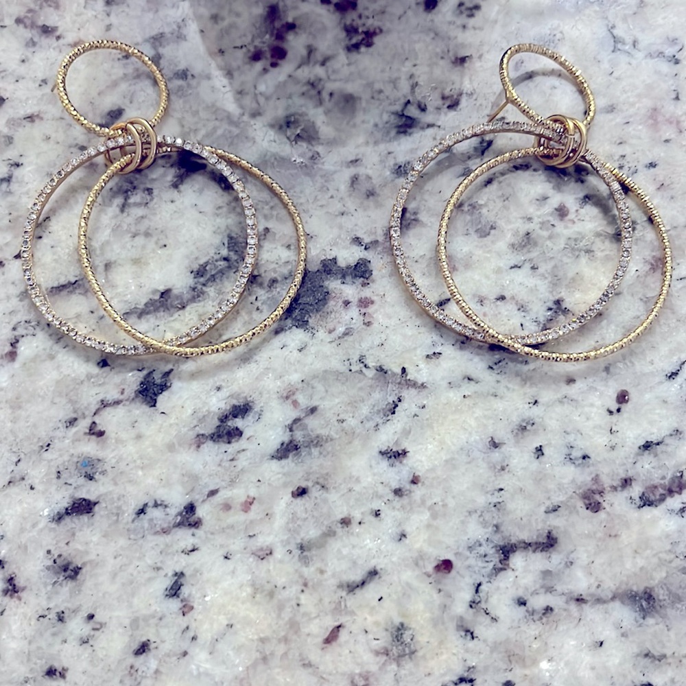 Gold with silver hoop earrings